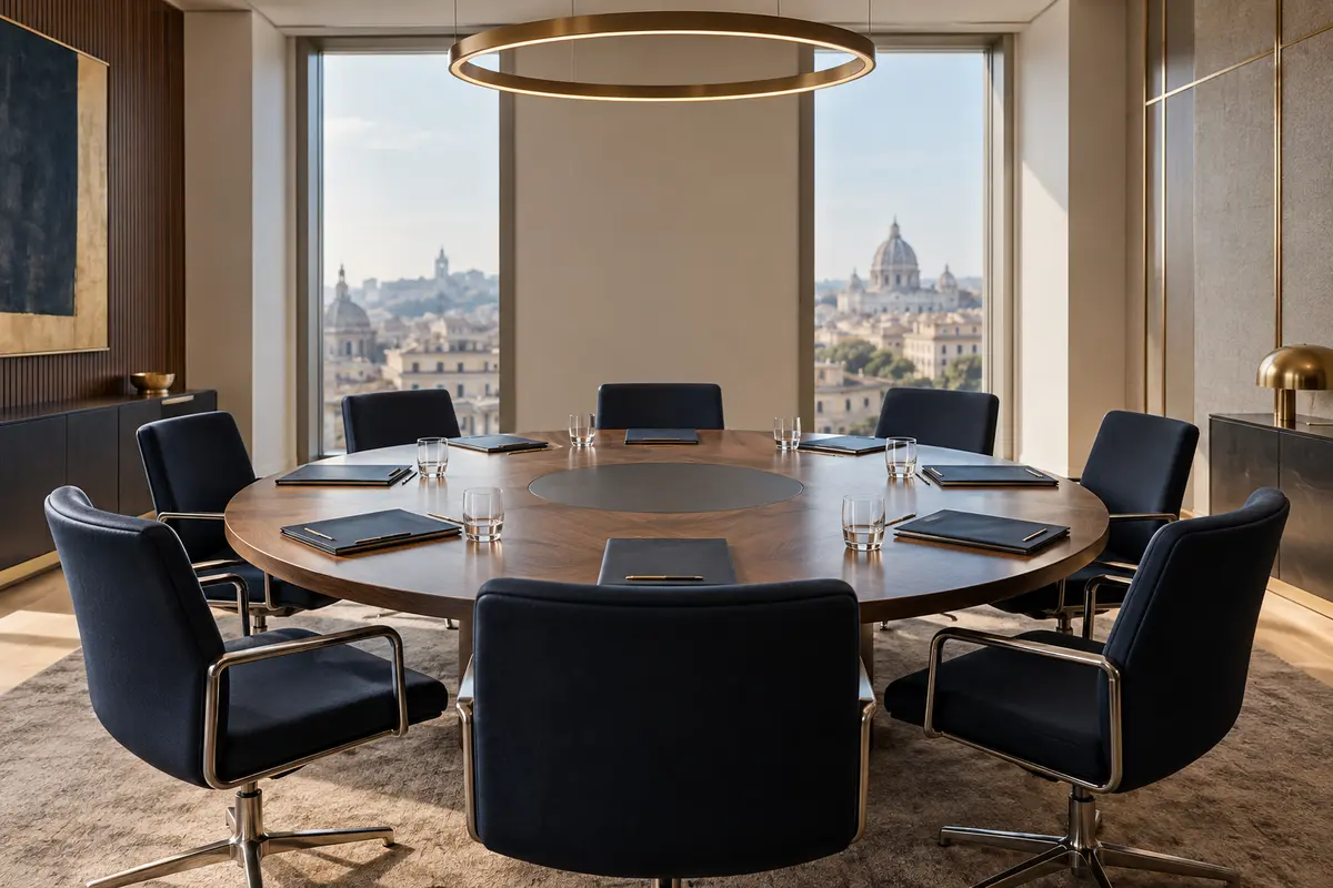 Meeting room arranged for balanced discussion